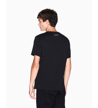 A|X Armani Exchange Czarny T-shirt z dzianiny o wąskim kroju