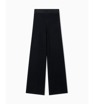 A|X Armani Exchange Pantalón ancho de hilo de lúrex negro