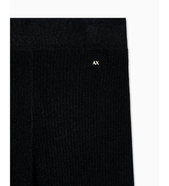 A|X Armani Exchange Pantalón ancho de hilo de lúrex negro