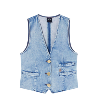 A|X Armani Exchange Chaleco vaquero ligero de algodón y lyocell azul