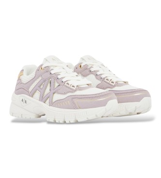 A|X Armani Exchange Mesh-sneakers med snörning och tjock sula i rosa gummi