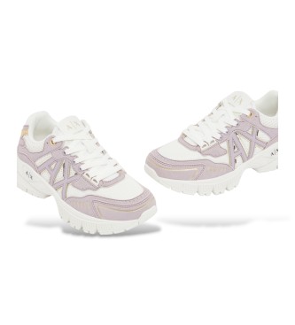 A|X Armani Exchange Mesh-sneakers med snörning och tjock sula i rosa gummi