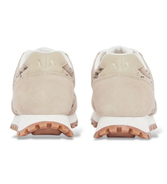 A|X Armani Exchange Sneakers i mesh och mocka med snörning i beige