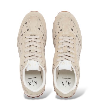 A|X Armani Exchange Sneakers i mesh och mocka med snörning i beige