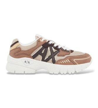 A|X Armani Exchange Sneakers i mesh med snörning och tjock sula i beige gummi
