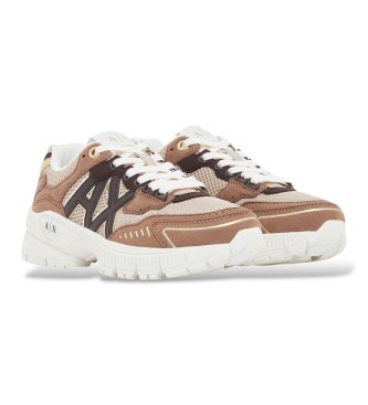 A|X Armani Exchange Sneakers i mesh med snörning och tjock sula i beige gummi