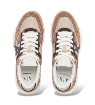 A|X Armani Exchange Sneakers i mesh med snörning och tjock sula i beige gummi