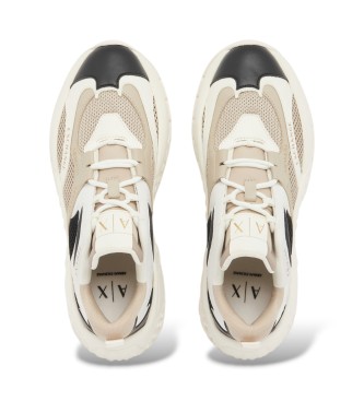 A|X Armani Exchange Beige sneakers i mesh med tjock gummisula
