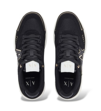 A|X Armani Exchange Nätskor med snörning och tjock sula i svart gummi