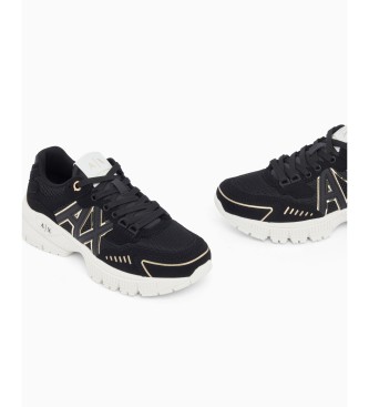 A|X Armani Exchange Nätskor med snörning och tjock sula i svart gummi