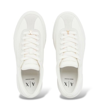 A|X Armani Exchange Lågskaft sneakers i skinn och mocka med tjock vit sula