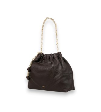 BA&SH Sac en cuir June Tote marron foncé