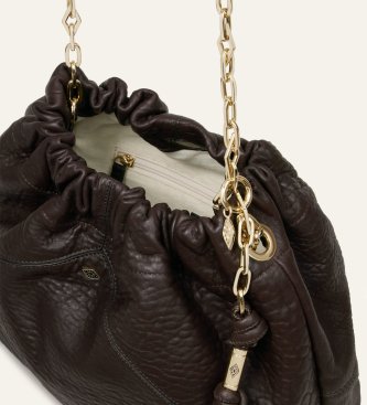 BA&SH Sac en cuir June Tote marron foncé