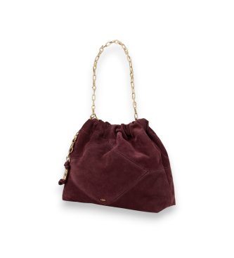 BA&SH Medium June Tote leather bag in burgundy