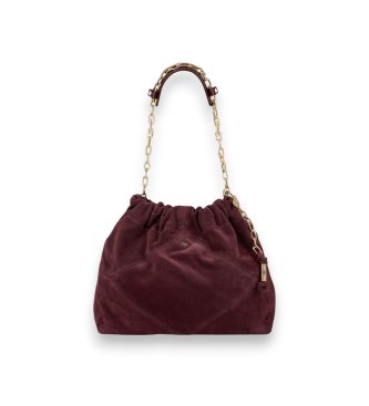 BA&SH Medium June Tote leather bag in burgundy