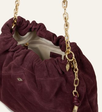 BA&SH Medium June Tote leather bag in burgundy