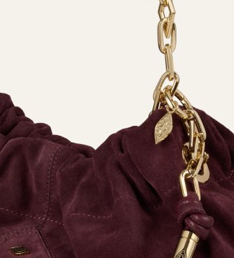 BA&SH Medium June Tote leather bag in burgundy