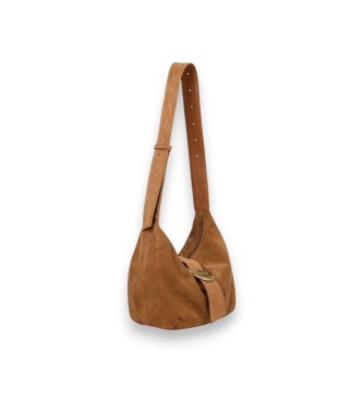 BA&SH Zamszowa torba worek Youyou w kolorze koniakowym