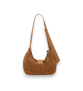 BA&SH Zamszowa torba worek Youyou w kolorze koniakowym