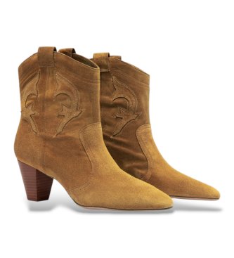 BA&SH Botas de couro Casey castanhas