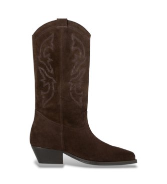 BA&SH Botas de Couro Clau castanho escuro