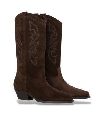 BA&SH Botas de Couro Clau castanho escuro