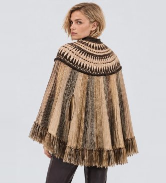 BA&SH Poncho en laine Prato marron