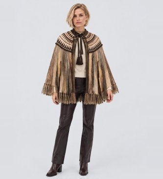 BA&SH Poncho en laine Prato marron