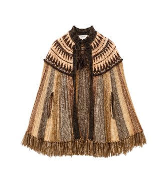 BA&SH Poncho en laine Prato marron