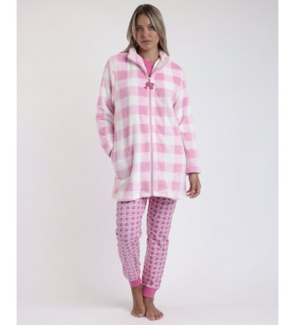 Aznar Innova Vichy Moody Long Sleeve Robe Pink