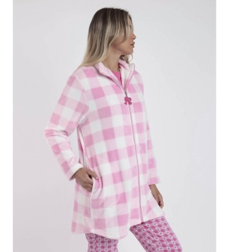 Aznar Innova Vichy Moody Long Sleeve Robe Pink