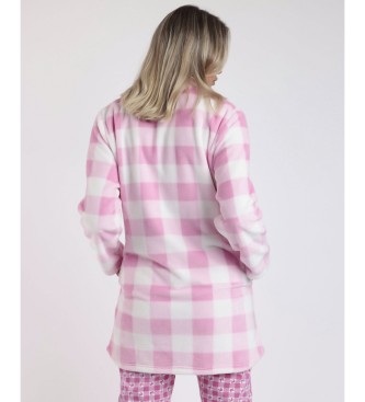 Aznar Innova Vichy Moody Long Sleeve Robe Pink