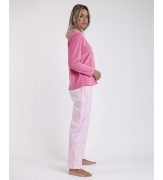 Aznar Innova Pyjama  manches longues Love Pink rose