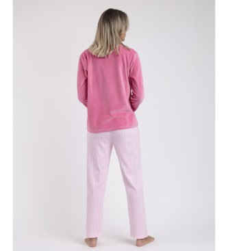 Aznar Innova Pyjama  manches longues Love Pink rose