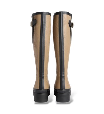 Barbour Leighton Tartan Wellington boots in military brown