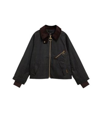 Barbour Arlene Checked Wax grön vaxad bomullsjacka