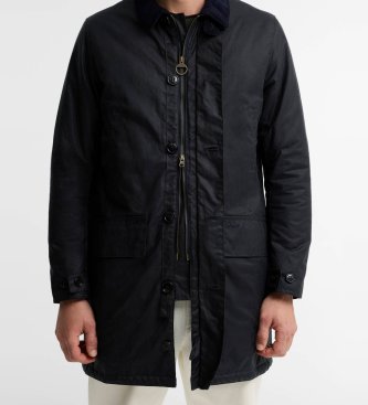 Barbour Navy Wax Mac waxed jacket