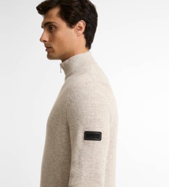 Barbour Pull Crawley demi-zippé beige