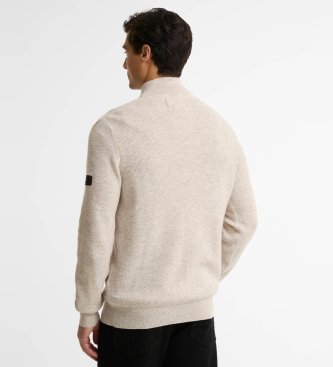 Barbour Pull Crawley demi-zippé beige