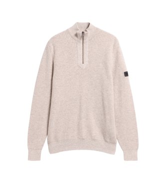 Barbour Pull Crawley demi-zippé beige
