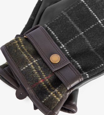 Barbour Aubrey Tartan brown leather gloves