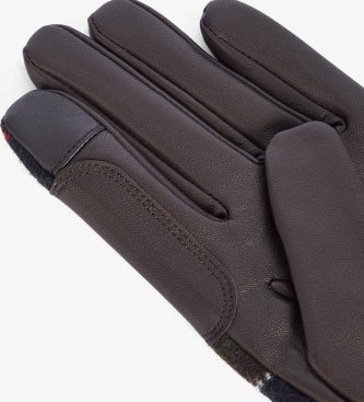 Barbour Aubrey Tartan brown leather gloves