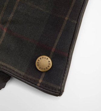 Barbour Brown Scarlet Tartan leather gloves