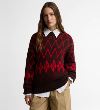 Barbour Adina Fair Isle sweater i brun