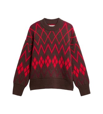Barbour Adina Fair Isle sweater i brun