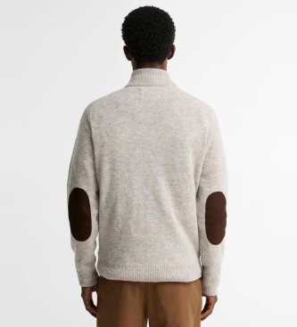 Barbour Jersey Essential con coderas de piel gris