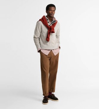 Barbour Jersey Essential con coderas de piel gris