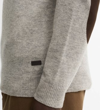 Barbour Jersey Essential con coderas de piel gris