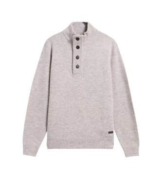 Barbour Jersey Essential con coderas de piel gris