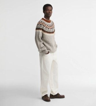 Barbour Pull Fair Isle gris